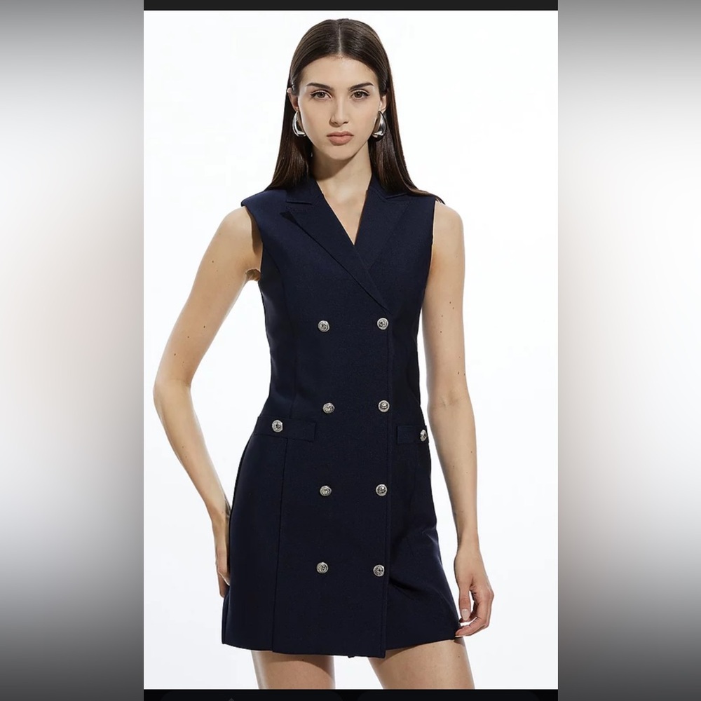 Karen Millen NWT Navy Blue buttoned Blazer Dress